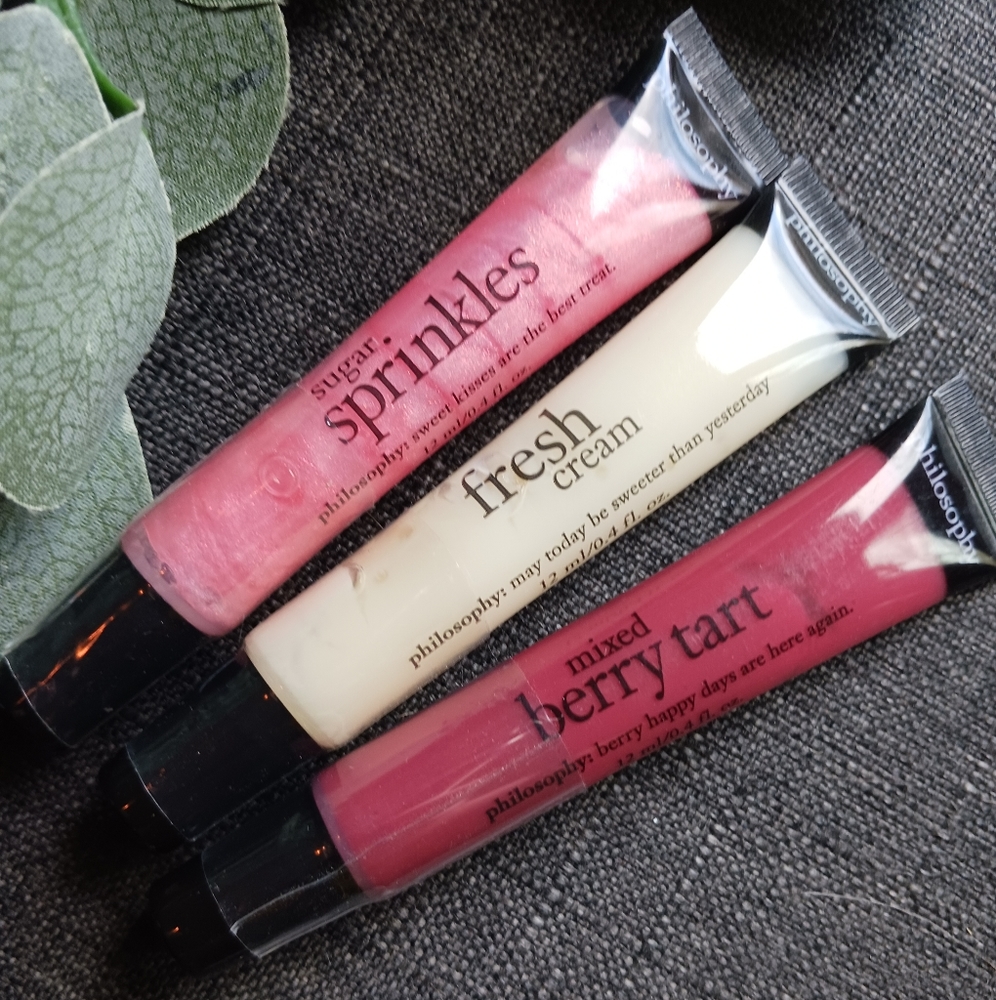 3 Philosophy Fresh Cream High Gloss High Flavor Lip Shine Berry Tart Sprinkles